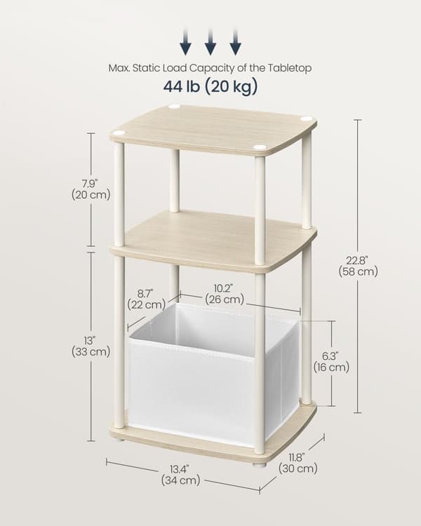 Moderne sidebord - 3 opbevaringsplader - Natural Beige