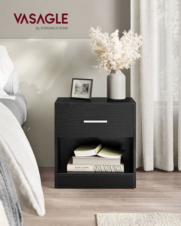 Natbord, sidebord, klassisk hvid, 28x39x41 cm, klassisk sort.