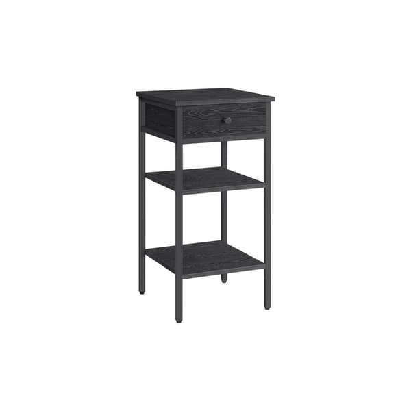 Natbord, sidebord, højt, vintage brun-sort, 35x35x70 cm, ebony sort-blæk sort