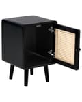 Miniatyrbillede 4 af 9: Sengebord Sort MDF-sengebord med rattanfront i boho-stil
