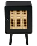 Miniatyrbillede 5 af 9: Sengebord Sort MDF-sengebord med rattanfront i boho-stil