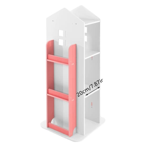 Roterande Bokhylla, Slott Design, 100 kg Lastkapacitet,Rosa
