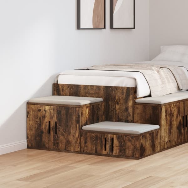 Förvaringsskåp rökt ek 127x41x40 cm konstruerat trä