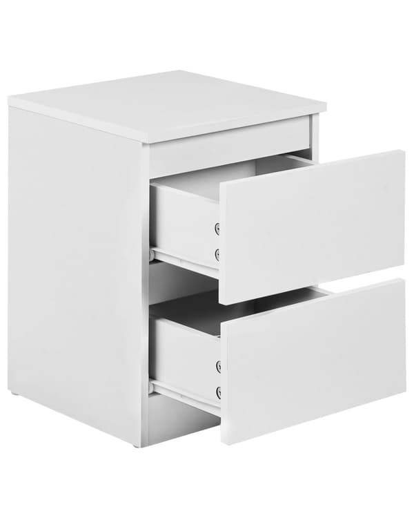 Nattbord Hvit Sponplate 2 Oppbevaringsskuffer Skandinavisk Design Soverom