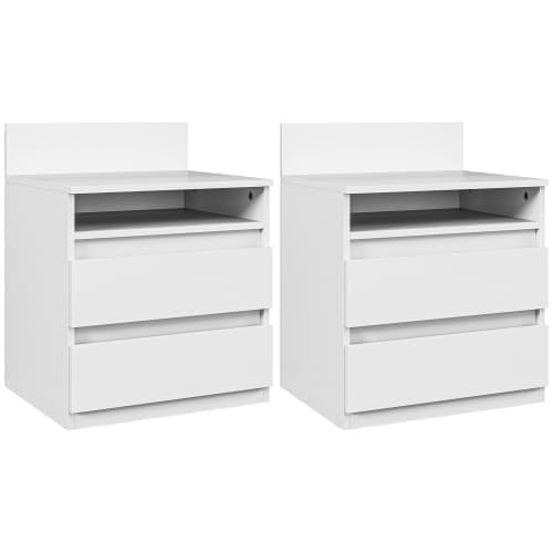 2 natbordssæt med 2 skuffer, sidebord, natbord med hylder, sengekommode i soveværelset
