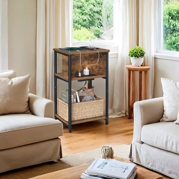 Sidebord, lille natbord med stikkontakt, smal