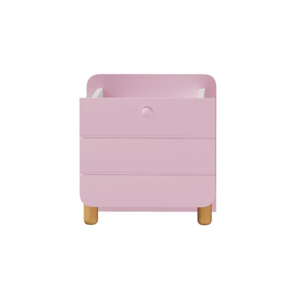 Nattduksbord med 1 låda, tyst låda med hylla, unik och minimalistisk design, rosafärg.