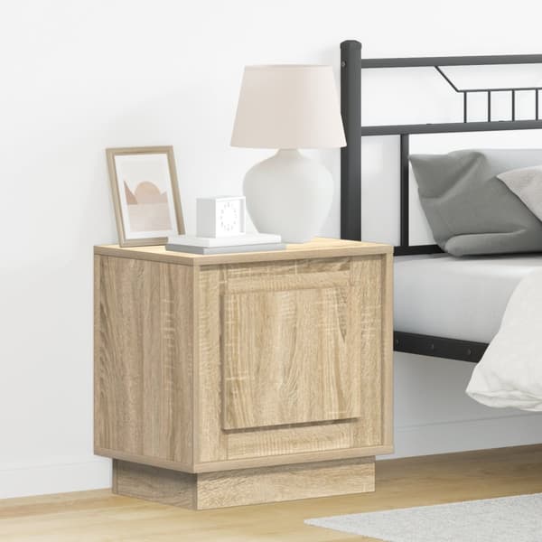 Sängbord med LED-lampor Sonoma Ek 44x34,5x45 cm