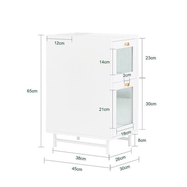 Sengebord, FBT139-W, 45x30x65 cm, Hvid