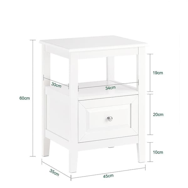 Natbord, FBT131-W, 45x35x60 cm, Hvid