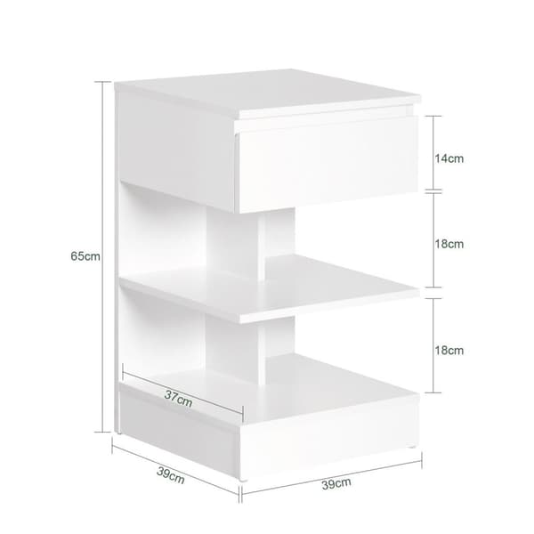 Sengebord, FBT49-W, 39x39x65 cm, Hvid