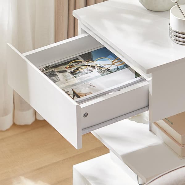 Sengebord, FBT49-W, 39x39x65 cm, Hvid