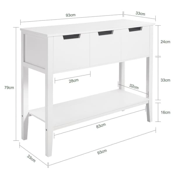 Konsolbord, FSB51-W, 93x33x79 cm, Hvid