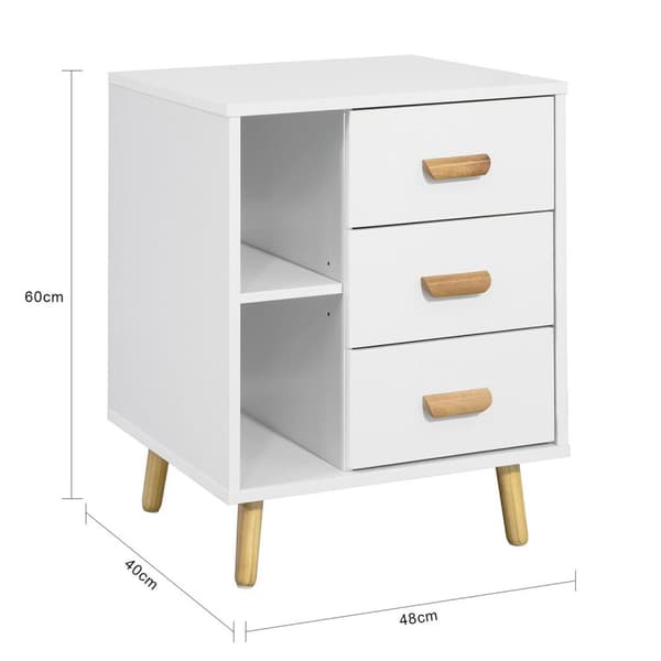 Sengebord, FBT95-W, 48x40x60 cm, Hvid