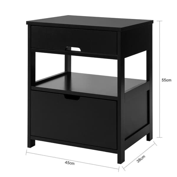 Sengebord, FRG258-SCH, 38x45x55 cm, Sort