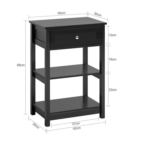 Sengebord, FBT46-SCH, 45x30x68 cm, Sort