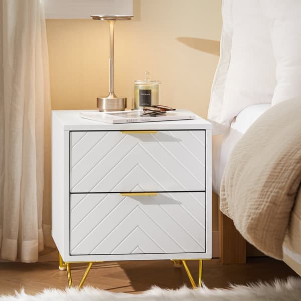 SoBuy Nattduksbord med 2 lådor Soffbord Sidobord Sängbord FBT160-W