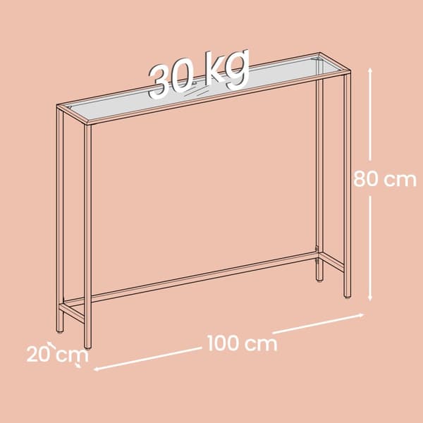 Konsolipöytä, VASAGLE LGT26G, 20x100x80 cm, Kulta