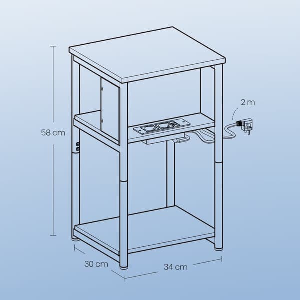 Sidobord, VASAGLE LET375B01, 30x34x58 cm, Brun Svart