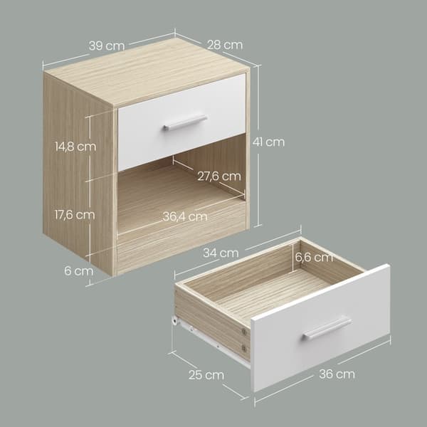 Nattduksbord, 28x39x41 cm, Naturlig Beige