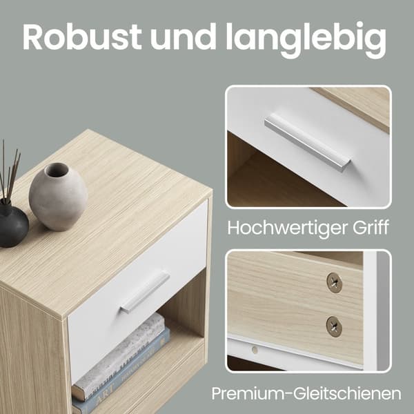 Nattduksbord, 28x39x41 cm, Naturlig Beige