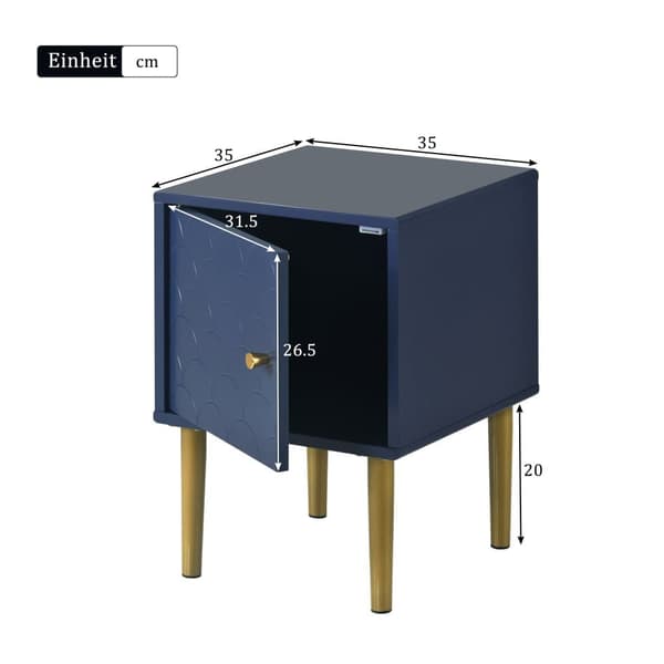 2-pack sängbord/Nattduksbord i marinblå, sidobord för sovrum och säng – 50x35x35 cm