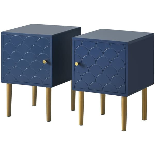 2-pack sängbord/Nattduksbord i marinblå, sidobord för sovrum och säng – 50x35x35 cm
