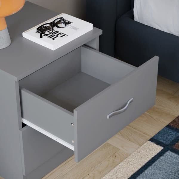 Vida designar sängbord - RBD2 - Sängbord, Glas Trä, Grå, H 47 x B 40 x D 36 cm Ca.