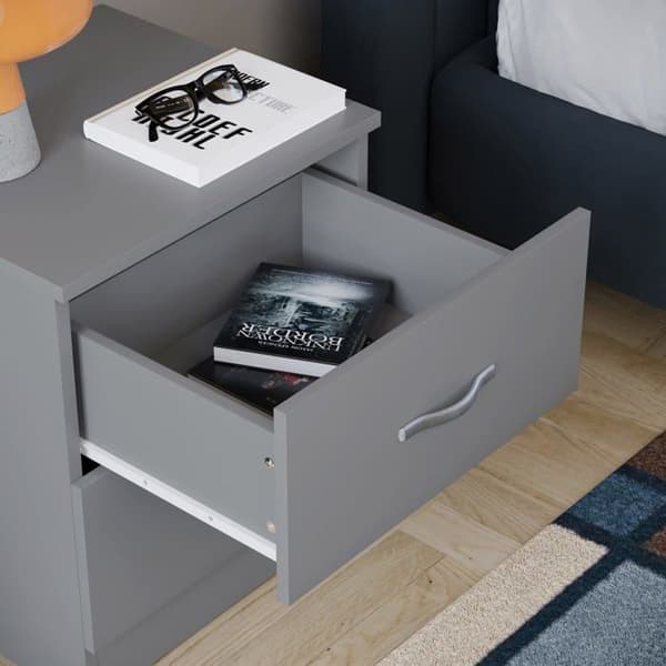 Vida designar sängbord - RBD2 - Sängbord, Glas Trä, Grå, H 47 x B 40 x D 36 cm Ca.