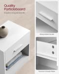 Miniatyrbild 6 av 6: 2 sängbord, sidobord med låda, sidobord, för sovrum, vardagsrum, klassisk vit