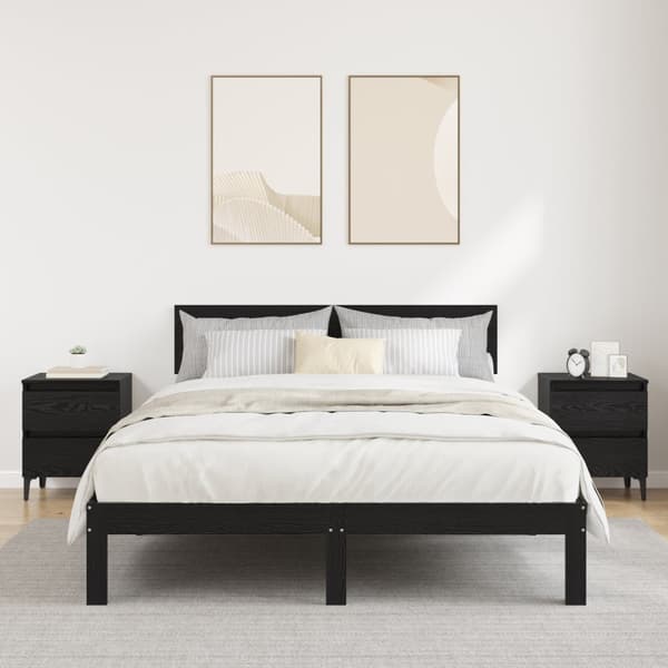 Sängbord 2 st Svart Ek 40x35x50 cm Konstruerat Trä