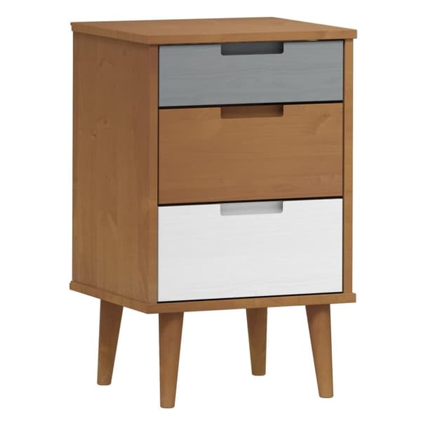 Sängbord MOLDE brun 40x35x65 cm massiv furu