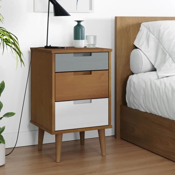 Sängbord MOLDE brun 40x35x65 cm massiv furu