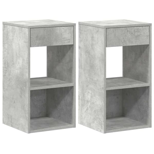 Sängbord 2 st med låda betonggrå 35x34x66,5 cm
