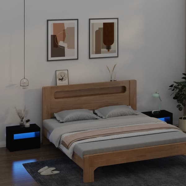 Sängbord med LEDs 2 st Svart 60x35x40 cm