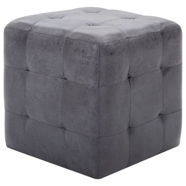 Sängbord 2 st grå 30x30x30 cm konstmocka