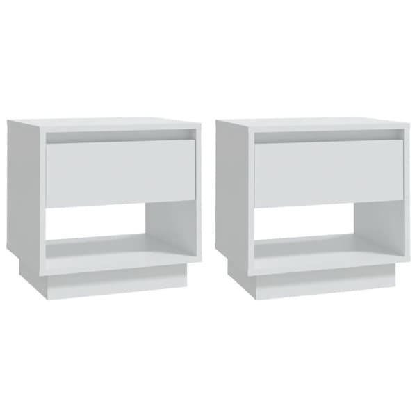 Sängbord vit 2 st 45x34x44 cm konstruerat trä