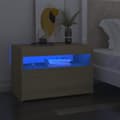 Miniatyrbild 1 av 2: Sängbord med LED-belysning 2 st sonoma-ek 60x35x40 cm