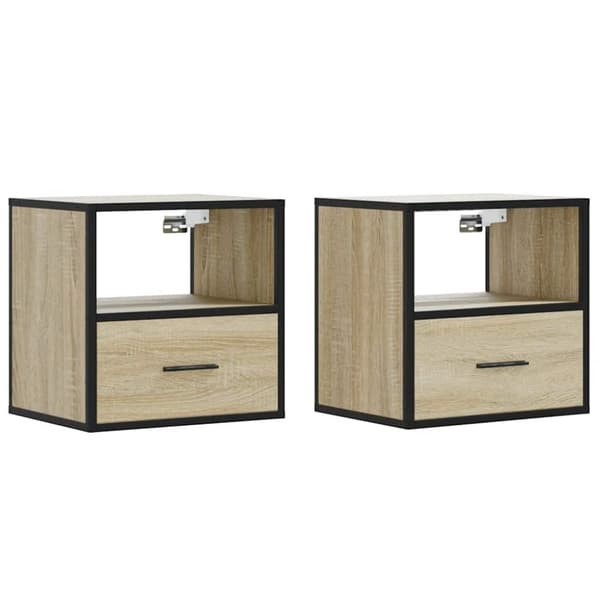 Väggmonterade sängbord 2 st sonoma-ek 40x31x39,5 cm