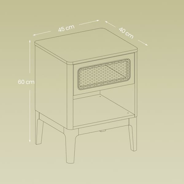 Bedtbord - med skuffe - åben boks - moderne