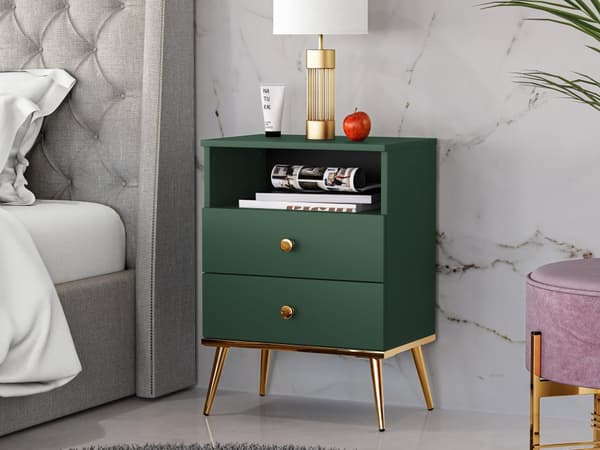 FURNLUX NATTDUKSBORD FORT GRÖNT & GULD 50CM