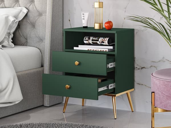 FURNLUX NATTDUKSBORD FORT GRÖNT & GULD 50CM