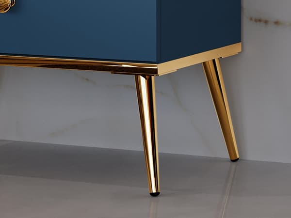 FURNLUX NATTDUKSBORD MARINBLÅTT & GULD 50CM