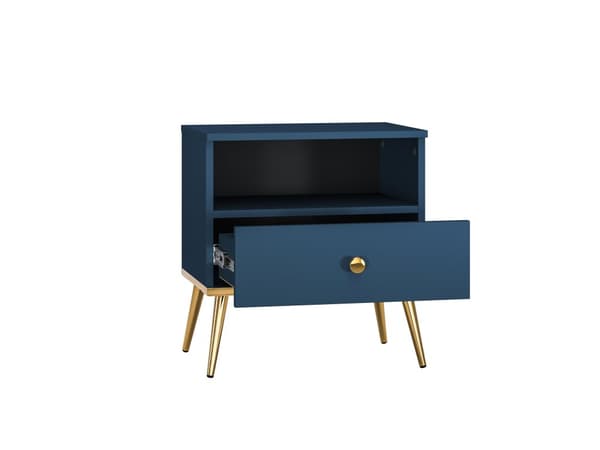 FURNLUX NATTDUKSBORD MARINBLÅTT & GULD 50CM