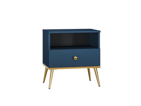 FURNLUX NATTDUKSBORD MARINBLÅTT & GULD 50CM
