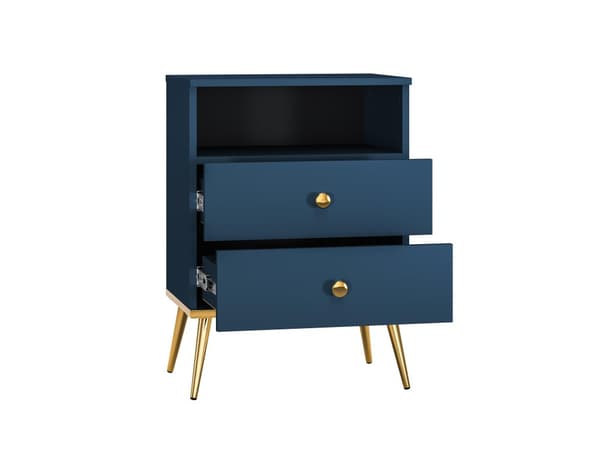 FURNLUX NATTDUKSBORD MARINBLÅTT & GULD 50CM