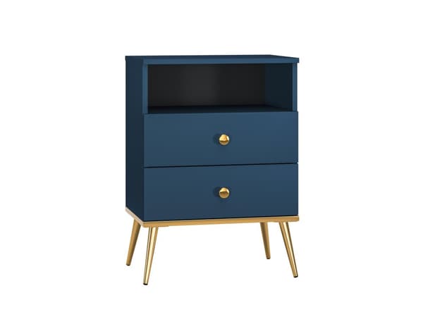 FURNLUX NATTDUKSBORD MARINBLÅTT & GULD 50CM