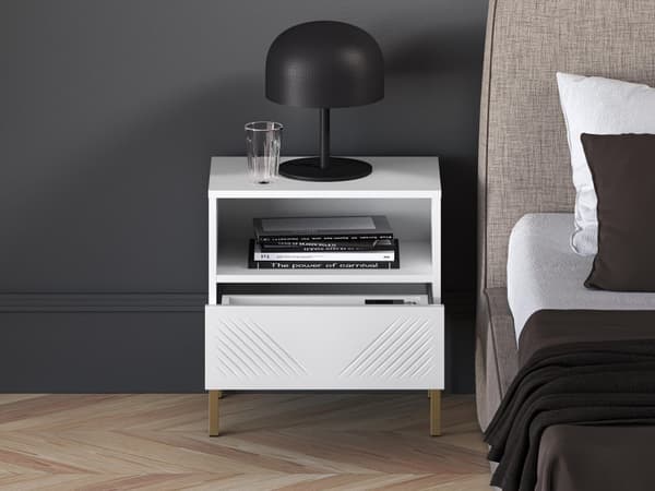 FURNLUX NATTDUKSBORD CLEARING VIT & GULD 50CM
