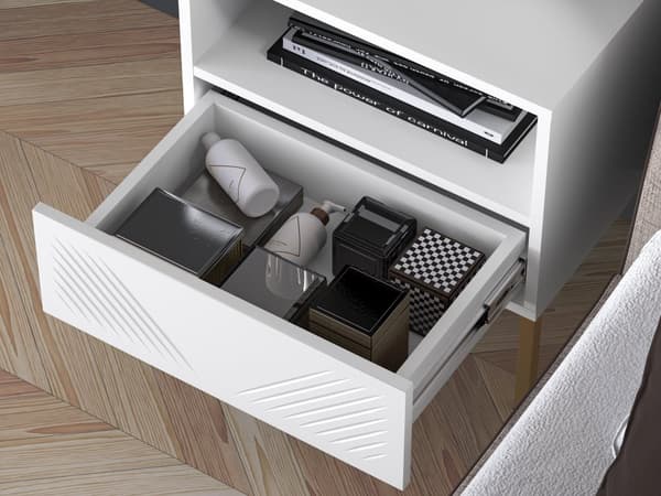 FURNLUX NATTDUKSBORD CLEARING VIT & GULD 50CM