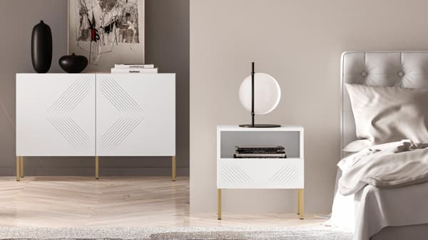 FURNLUX NATTDUKSBORD CLEARING VIT & GULD 50CM